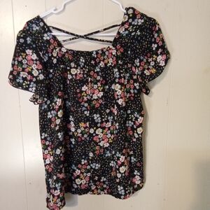 Floral Women's Blouse - Black Multicolor